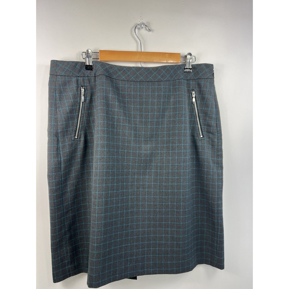 Jones New York Signature Skirt Women's Sz‎ 14 Gray/Green Zipper Pocket